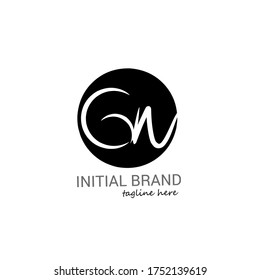 G n Gn initial logo handwriting template vector