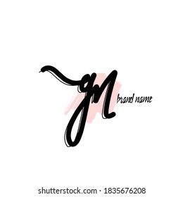 g n gn initial logo handwriting template vector