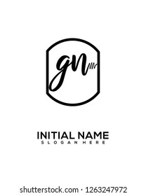 G N Initial Handwriting Logo Template Vector