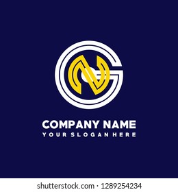 G N initial letter, modern logo design template vector 