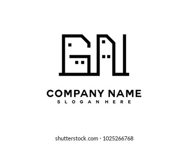 G N initial logo template vector