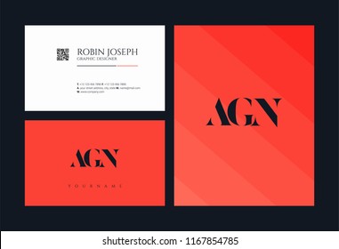 A G N Letters Joint logo icon and business card vector template.
