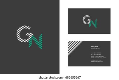 G N  line logo joint letter design with business card template