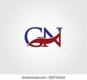 G and N Swoosh Initial Logo Vector
