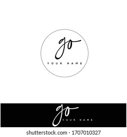 G O GO Initial letter handwriting and signature logo.	