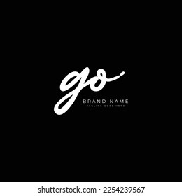 G, O, GO Initial letter handwriting and signature vector logo