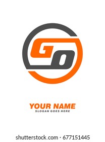 G O initial circle logo template vector