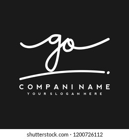 G O Initial handwriting logo vector