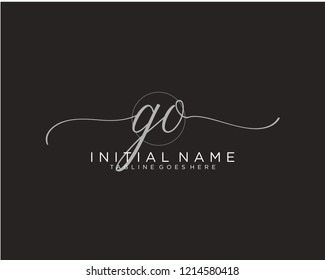 G O Initial handwriting logo vector