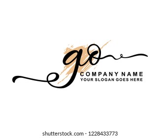 G O Initial Handwriting Logo Template