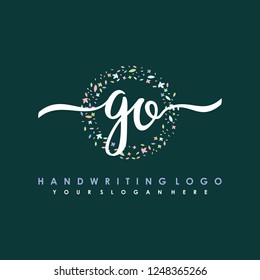 G O Initial handwriting logo vector