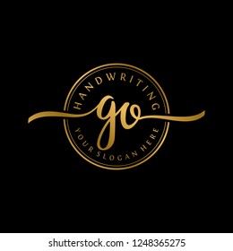 G O Initial handwriting logo vector