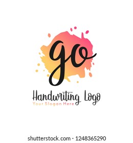 G O Initial handwriting logo vector