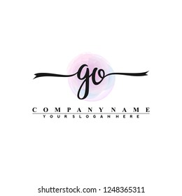 G O Initial handwriting logo vector