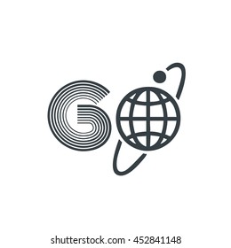 G and O Initial Letter Logo Globe Design Elements