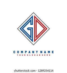 G O initial letter, modern logo design template vector 
