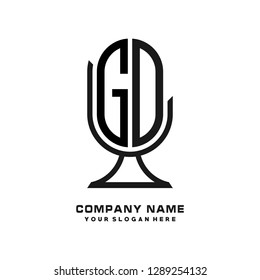G O initial letter, modern logo design template vector 