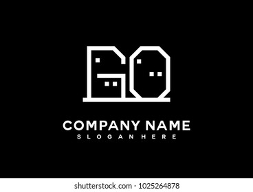 G O initial logo template vector
