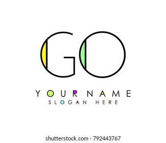 G & O initial minimalist logo template vector