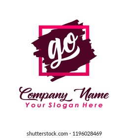 G O initial square logo template vector