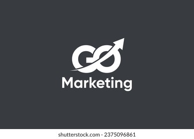 G O Letter And Arrow Marketing Logo Vector Template