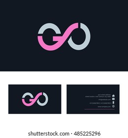 G O letter Logo design, with Business card template
