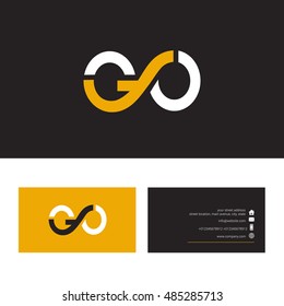 G O  letter logo design, with Business card template
