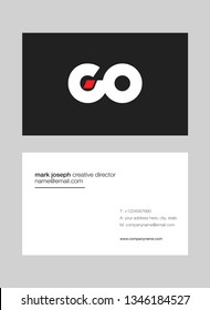 G O letters Joint logo icon with business card vector template.