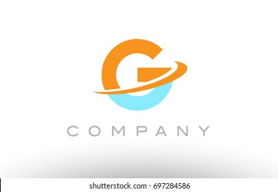 G orange blue color letter alphabet logo vector creative company icon design template modern swoosh