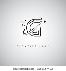 G Orbit Monogram Logo – Futuristic Minimal Letter mark with Circular Line Art, Tech-Inspired Dots and Space Motion Concept for Modern Branding Identity