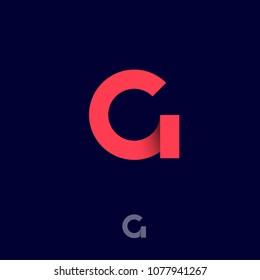 G origami monogram. Red ribbons like letter G initial. Network icon. Typography. Lettering design.