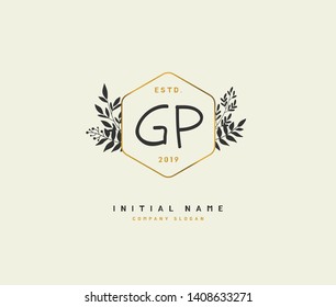 G P GP Beauty vector initial logo, handwriting logo of initial wedding, fashion, jewerly, heraldic, boutique, floral and botanical with creative template for any company or business.