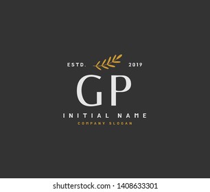 G P GP Beauty vector initial logo, handwriting logo of initial wedding, fashion, jewerly, heraldic, boutique, floral and botanical with creative template for any company or business.