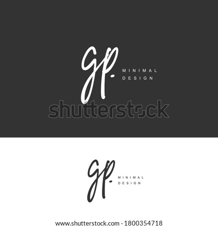 G P GP Initial handwriting or handwritten logo for identity. Logo with signature and hand drawn style.