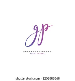 G P GP Initial letter handwriting and  signature logo concept design