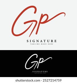 G, P, GP Initial letter logo. Alphabet GP Handwritten Signature logo