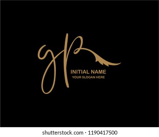G P Initial Handwriting Logo Template