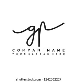 G P Initial handwriting logo vector