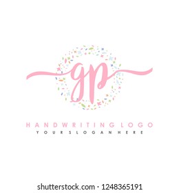 G P Initial handwriting logo vector