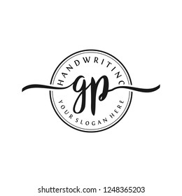 G P Initial handwriting logo vector