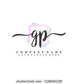 G P Initial handwriting logo vector