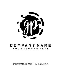 G P Initial handwriting logo vector