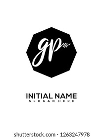 G P Initial Handwriting Logo Template Vector