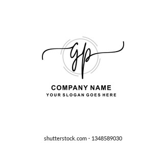 G P Initial Handwriting Logo Template