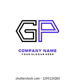 G P initial letter, modern logo design template vector 