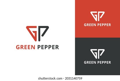 Diseño del logotipo del triángulo de letras G P
