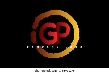 G P Logo. GP Letter Design Vector with red and gold color. grunge style