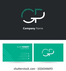 G & P stroke letter logo with business card template