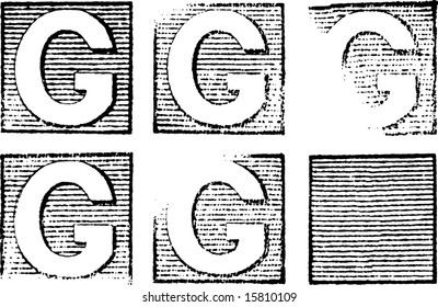 G part of a complete alphabet of vintage rubber stamp letters