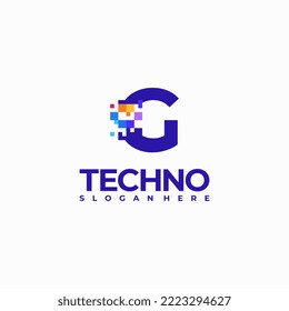 G Pixel Letter Logo Design-Vorlage, Logo-Symbol für die Pixeltechnologie